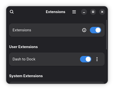 Приклад налаштування в GNOME Extensions