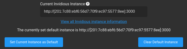 Поточні налаштування інстансу (скріншот)