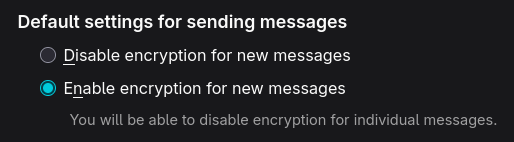 Налаштування автоматичного шифрування для нових листів (скріншот)